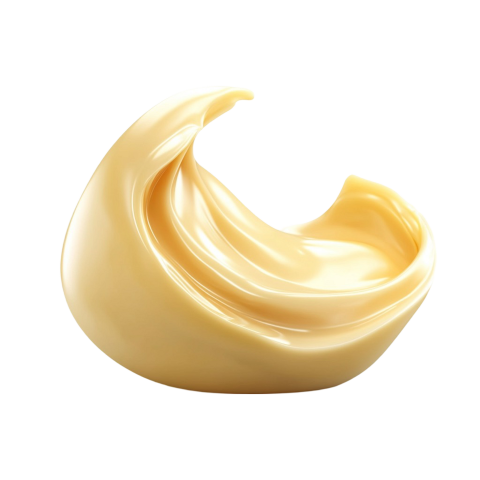 Whipped Yellow Cream Decoration Transparent Background. png