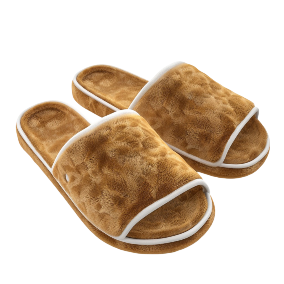 Cozy Fleece Slippers on Transparent Background. png