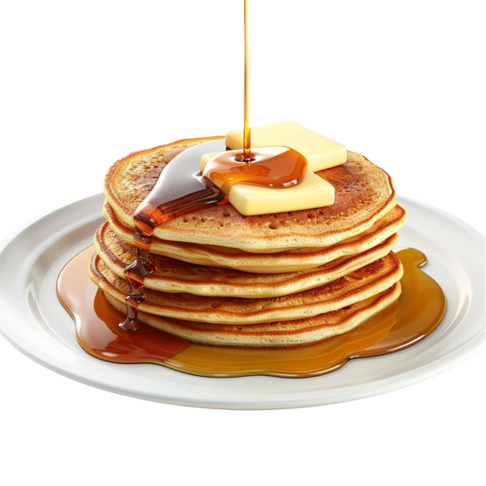 Breakfast Pancakes with Syrup and Butter Transparent Background. png