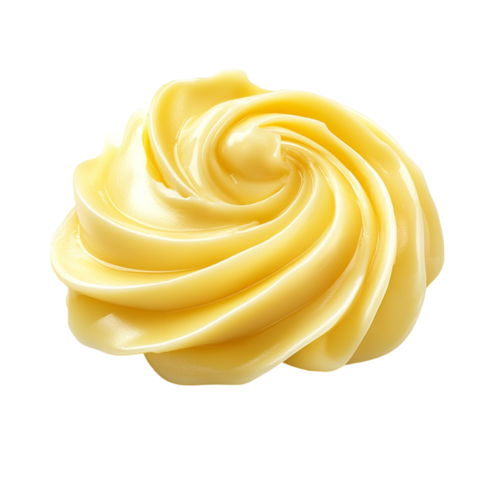Yellow Whipped Cream Swirl Isolated Transparent Background. png