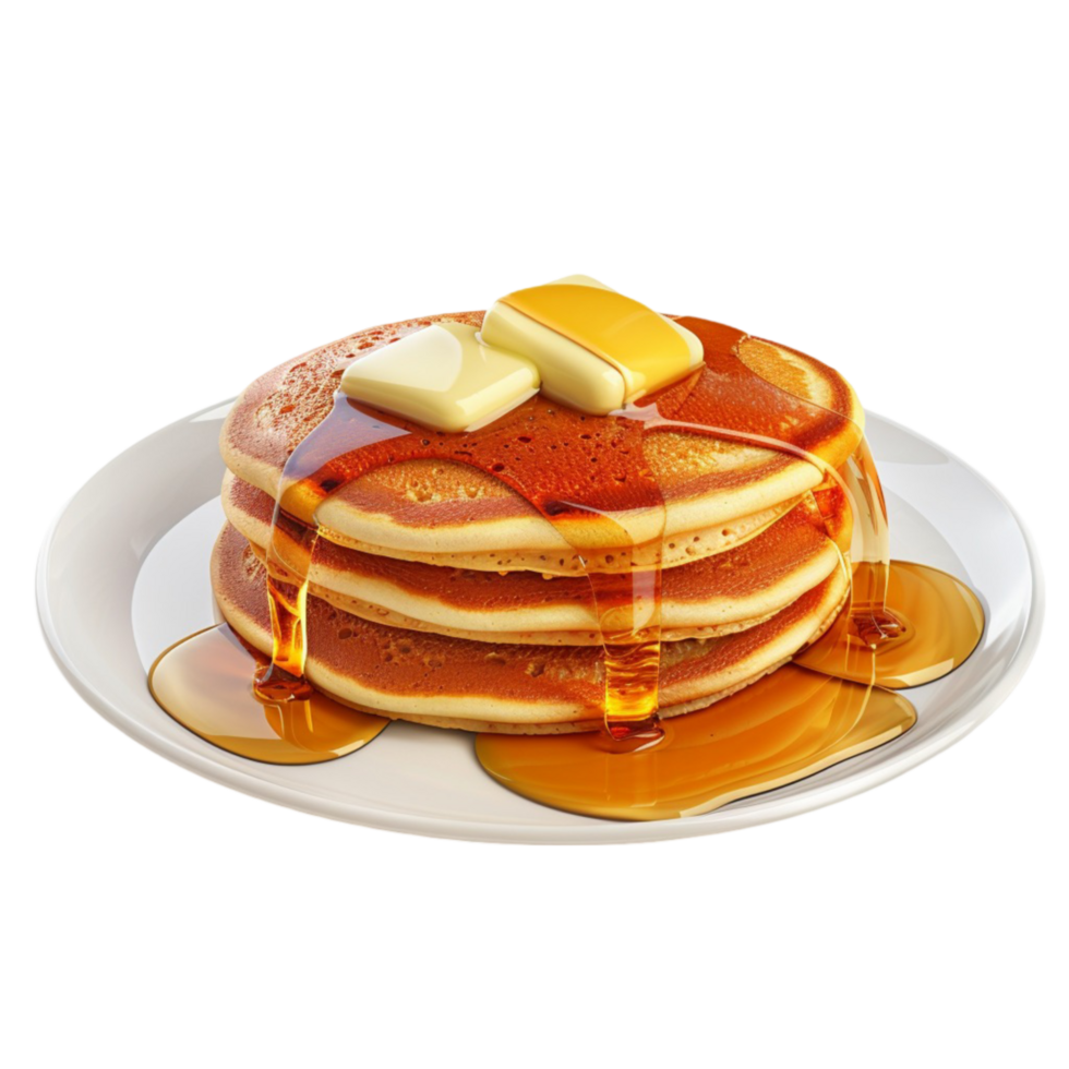 Stack of Pancakes with Syrup and Butter Transparent Background. png