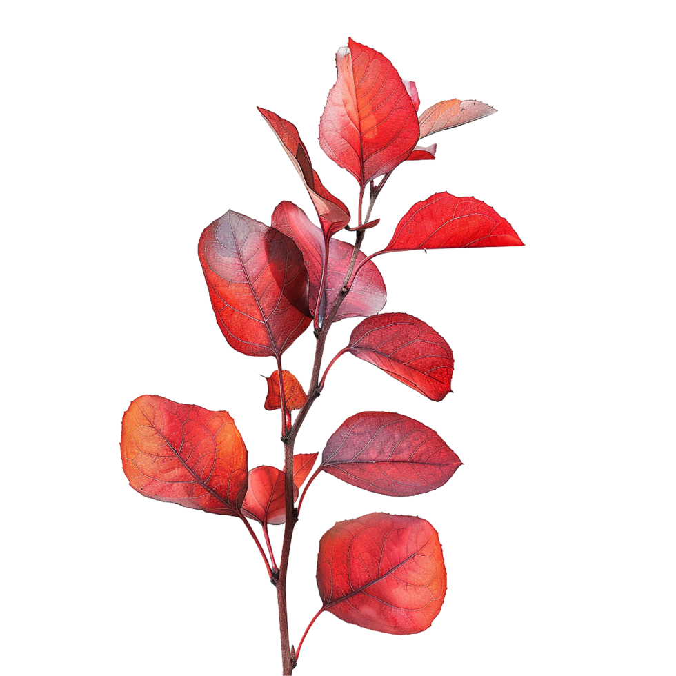 Red leaves isolated on transparent background png