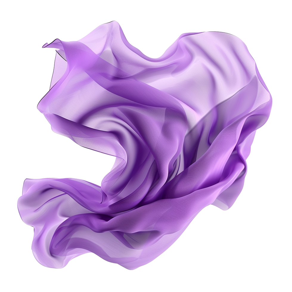 Violet flying fabric isolated on transparent background png