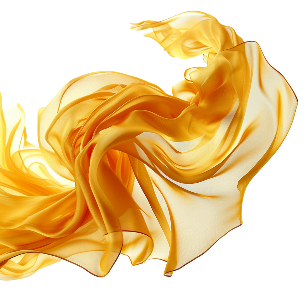 Golden flying fabric isolated on transparent background png