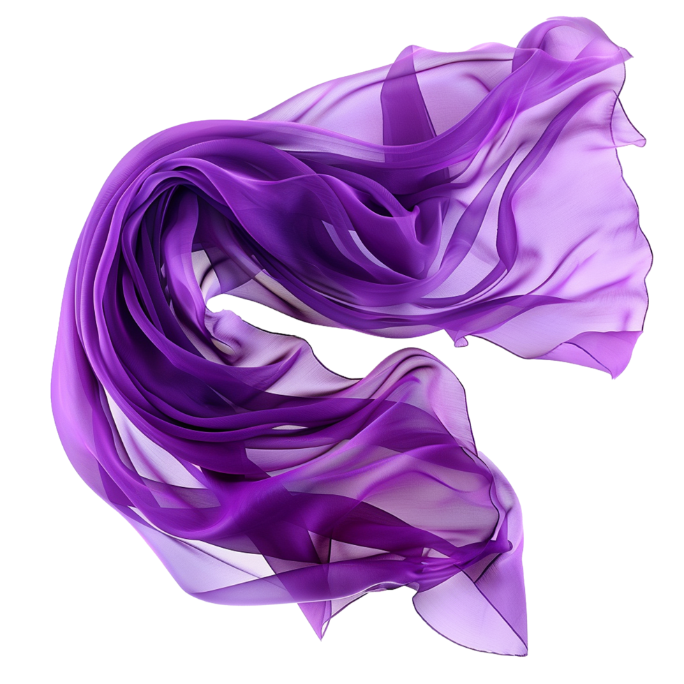 Violet flying fabric isolated on transparent background png