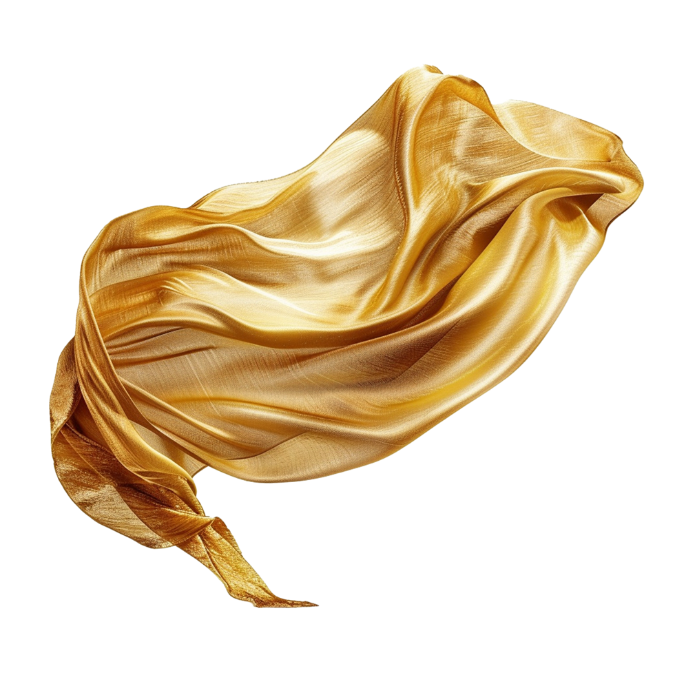 Golden flying fabric isolated on transparent background png