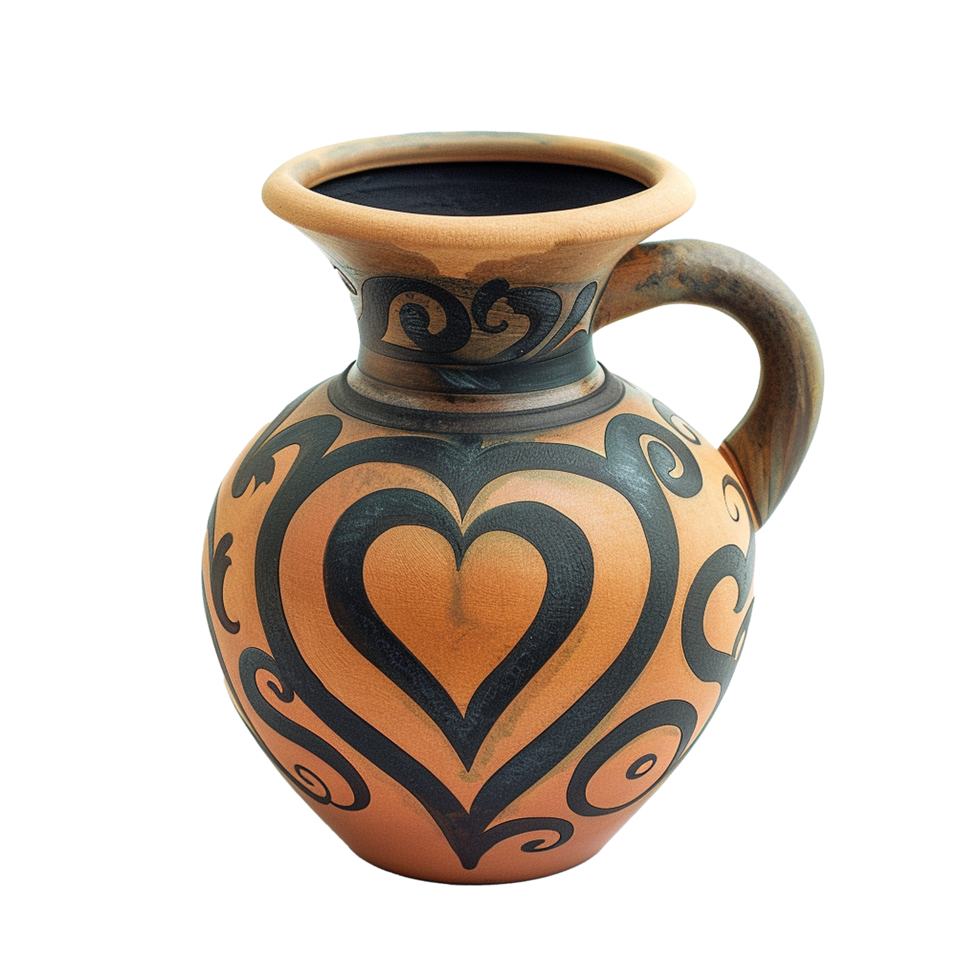 Magnificent lovethemed clay pottery isolated on transparent background png