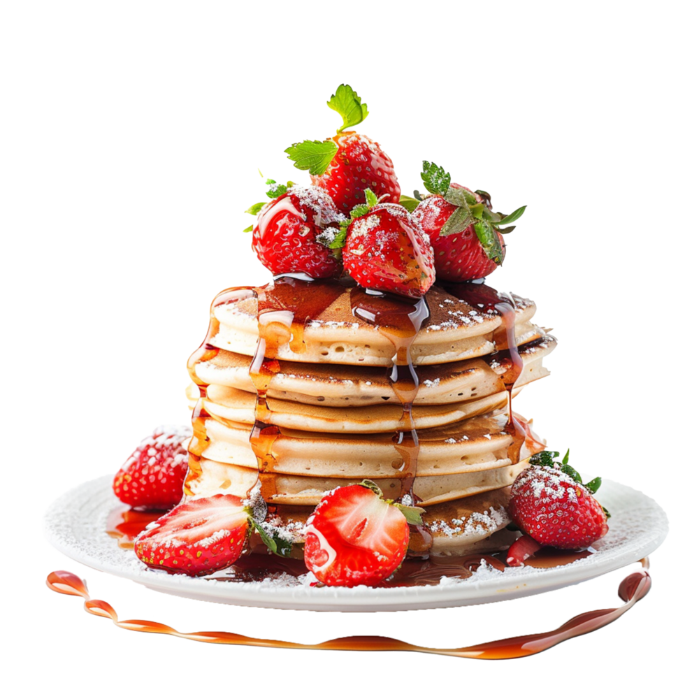 Strawberry pancakes isolated on transparent background png