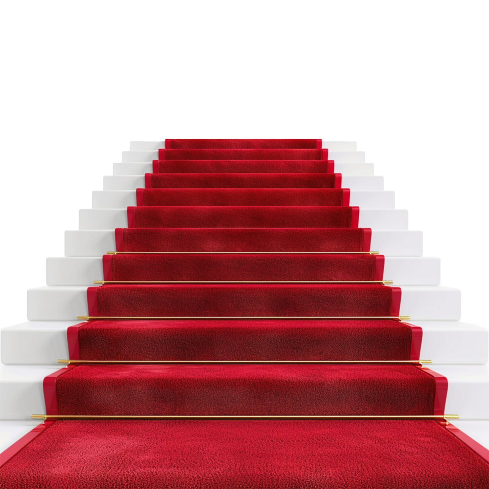 Red carpet stairs isolated on transparent background png