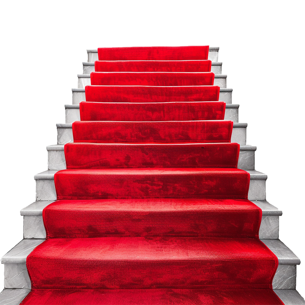 Red carpet stairs isolated on transparent background png