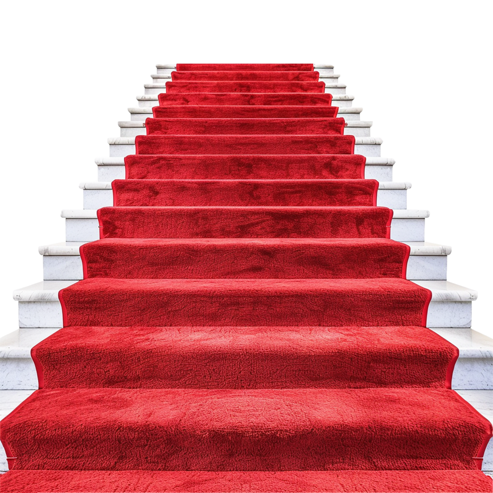 Red carpet stairs isolated on transparent background png