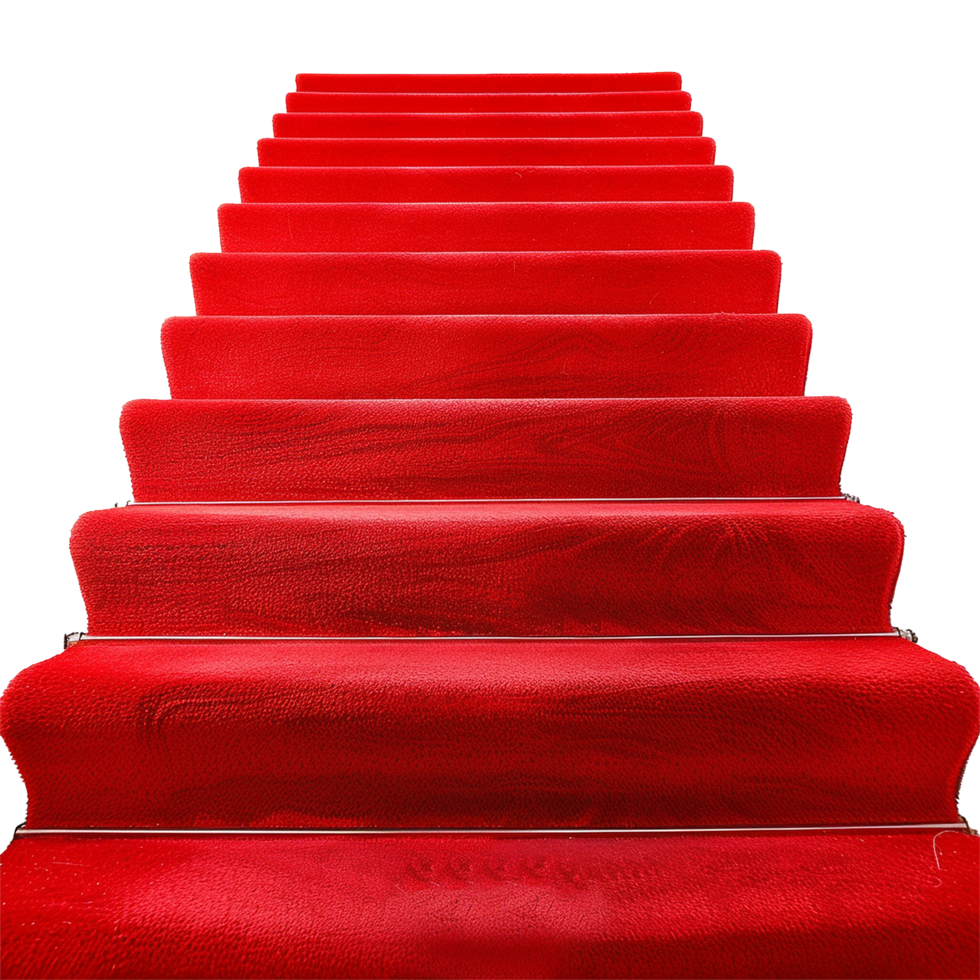 Red carpet stairs isolated on transparent background png