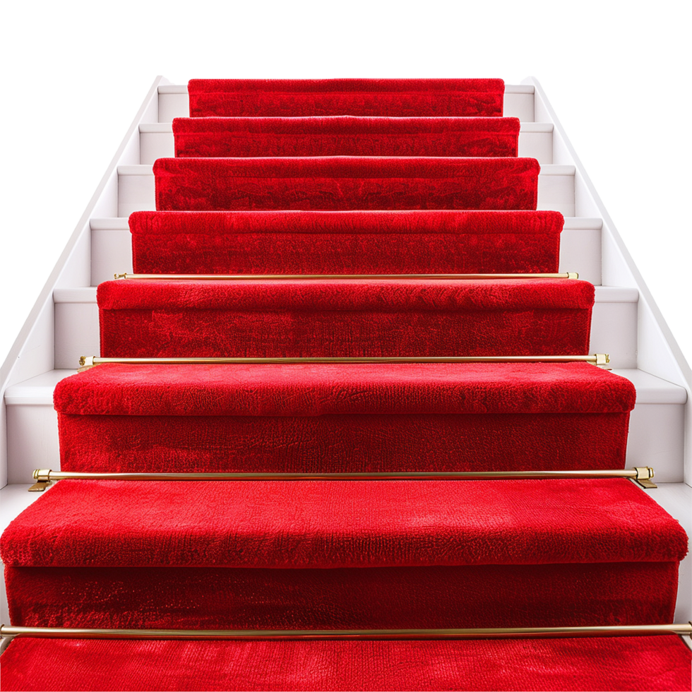 Red carpet stairs isolated on transparent background png