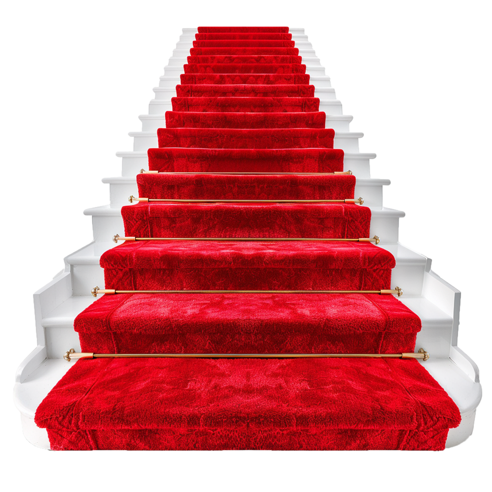 Red carpet stairs isolated on transparent background png