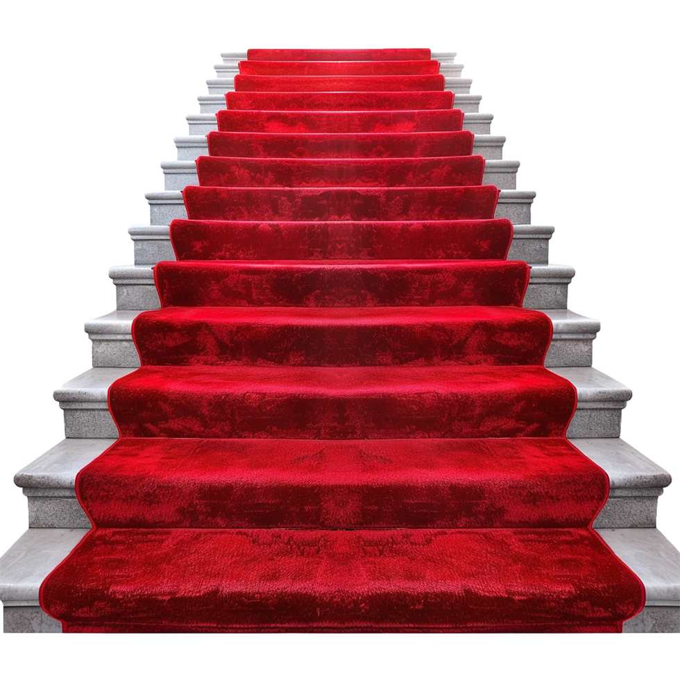 Red carpet stairs isolated on transparent background png