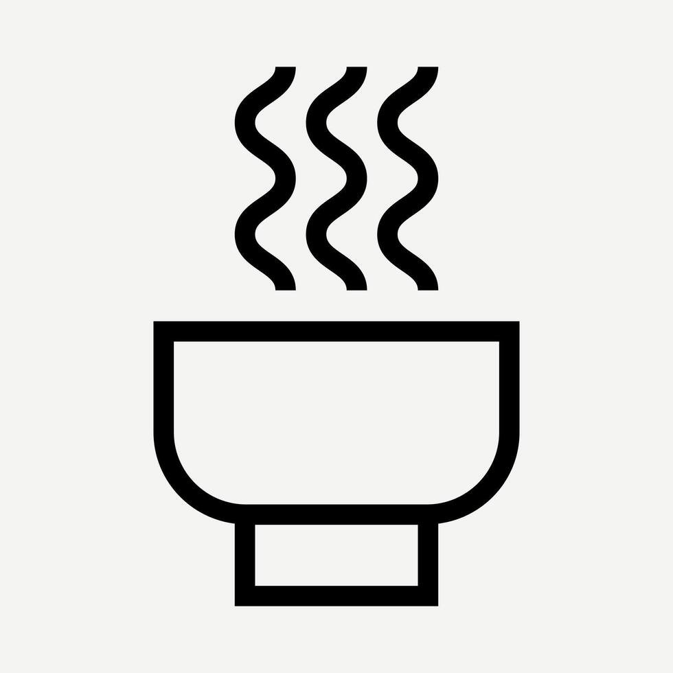 Hot bowl icon, tableware illustration in line style suitable for website, app, food theme presentation, and Cooking utensils set. vector