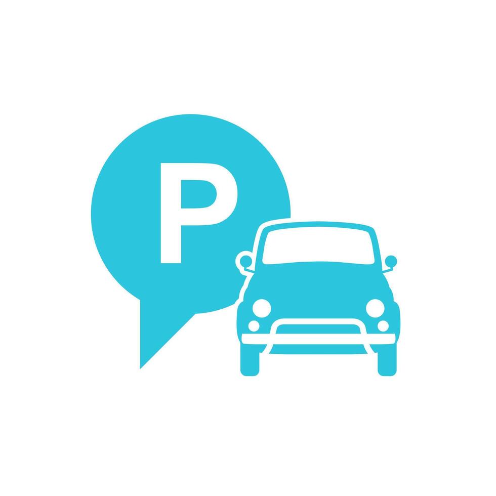 Parking area, Front view, Isolated on white background. From blue icon set. vector