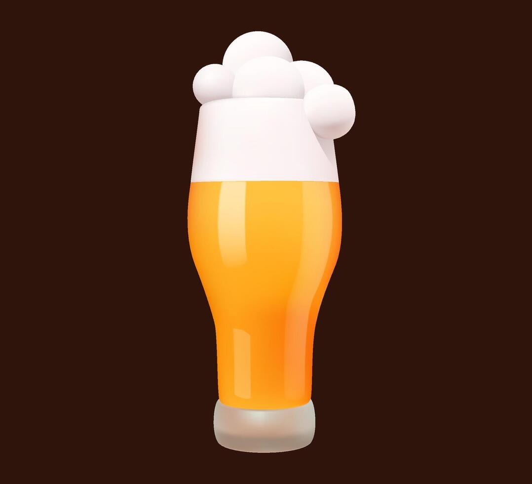 3D Pint of Beer with Foam vector
