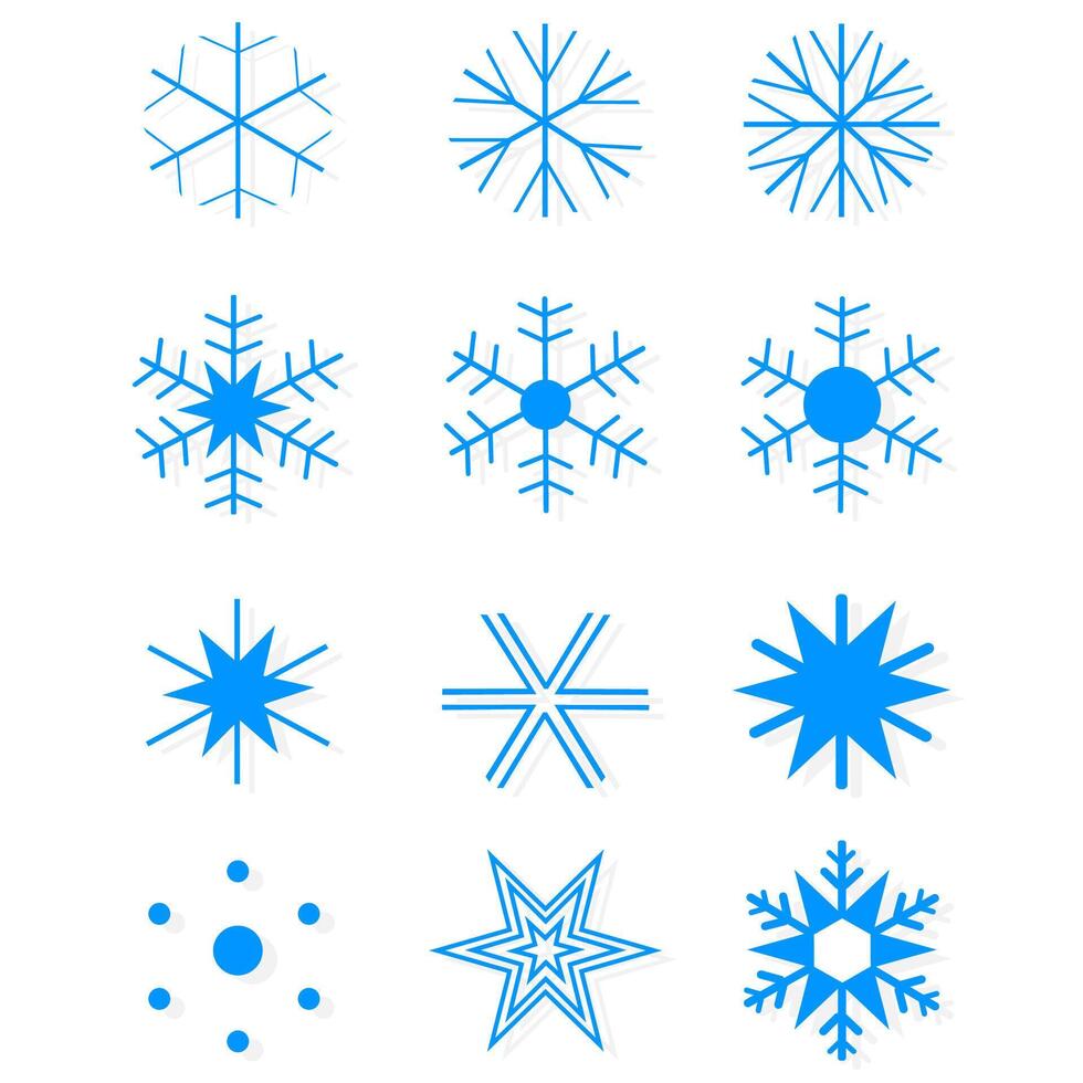 snowflake collection isolated on white background. New Year, Christmas, design elements. illustration vector