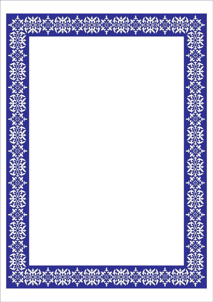 Vertical Blue Frame Template From Eastern Pattern vector