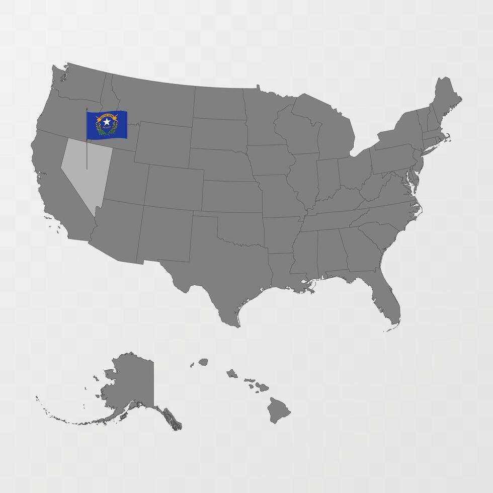 Nevada state map with flagpole. illustration. vector