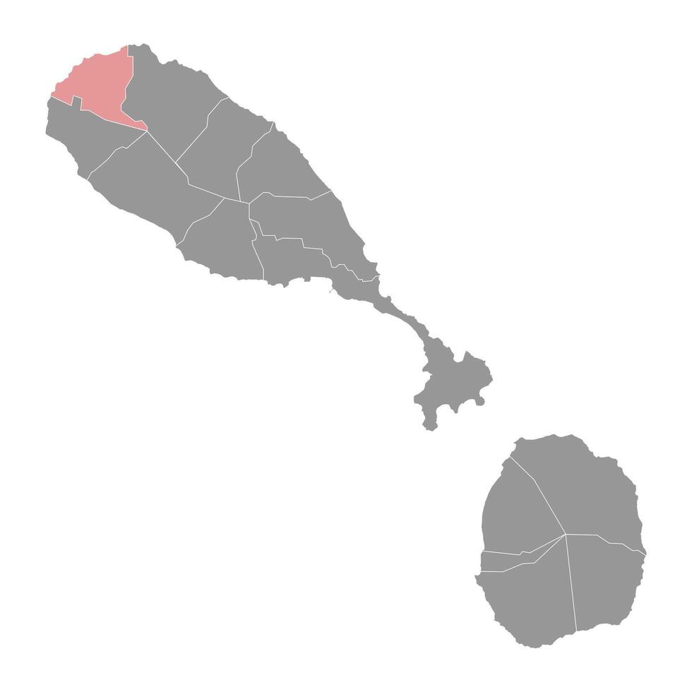 Saint Paul Capisterre Parish map, Saint Kitts and Nevis. vector