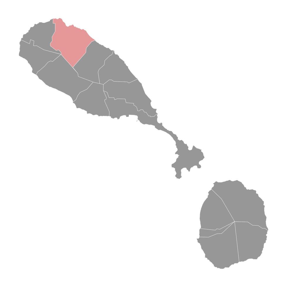 Saint John Capisterre Parish map, Saint Kitts and Nevis. vector