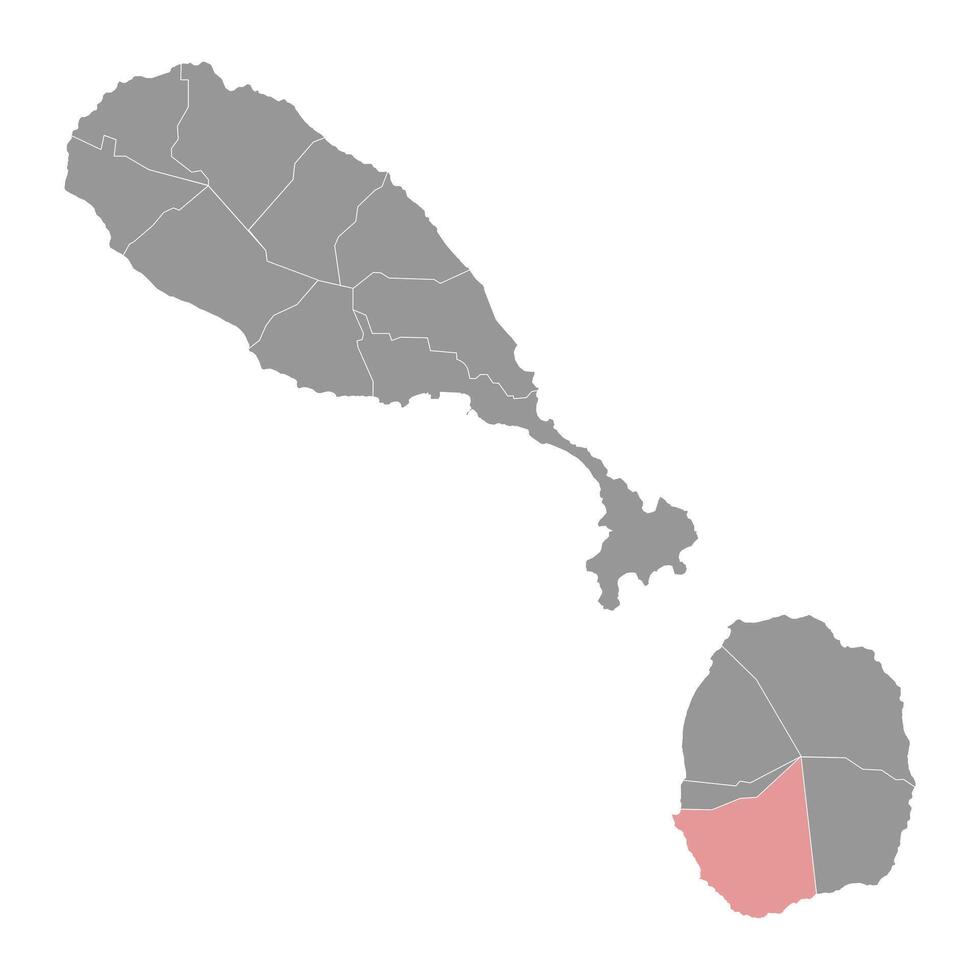 Saint John Figtree Parish map, Saint Kitts and Nevis. vector