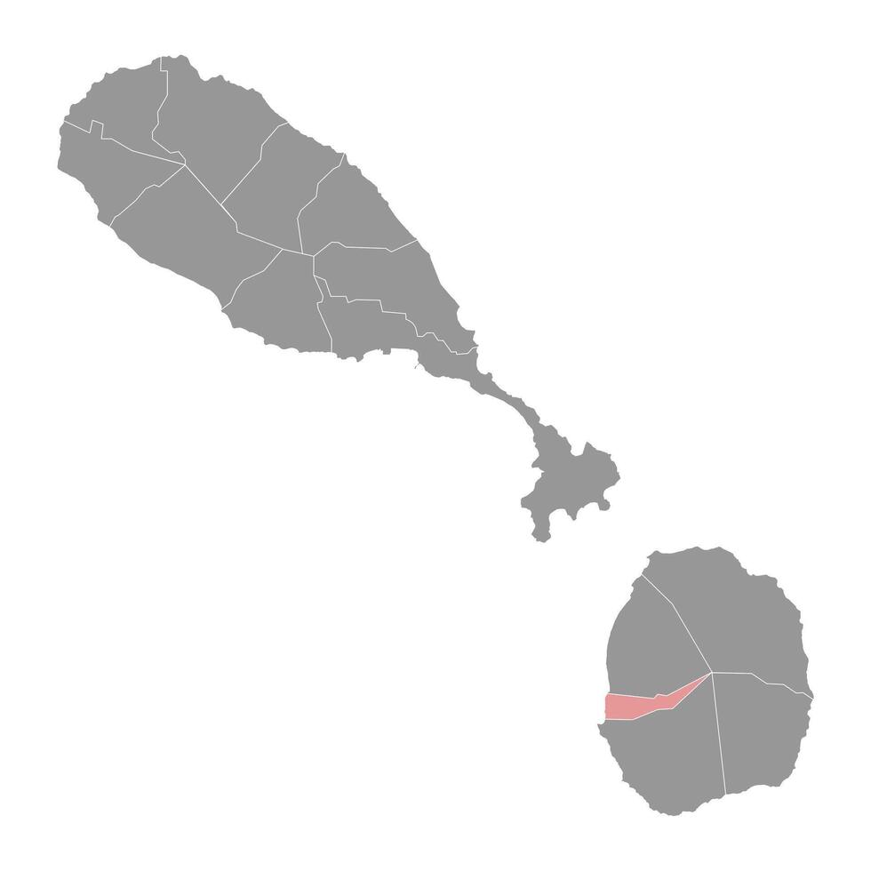 Saint Paul Charlestown Parish map, Saint Kitts and Nevis. vector