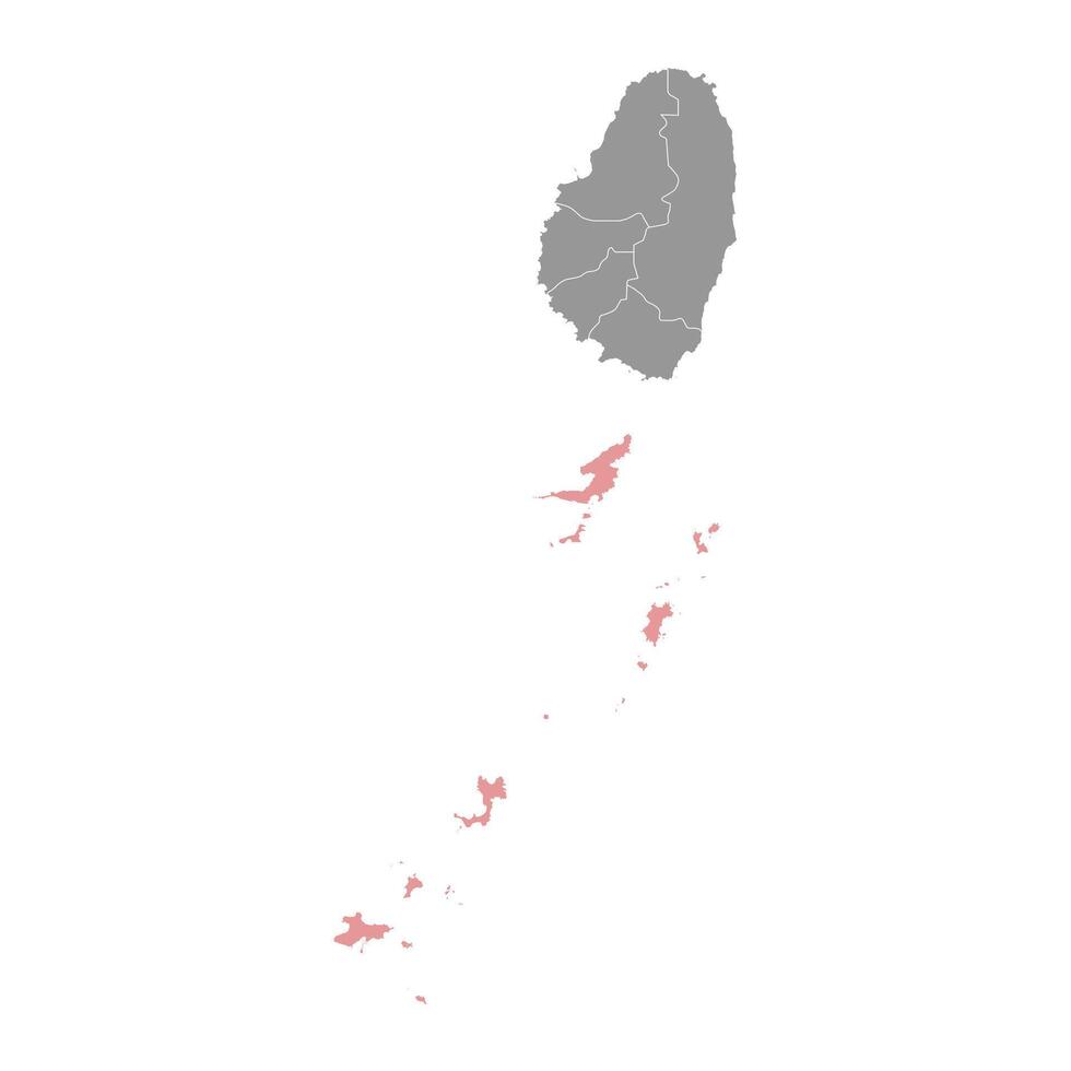 Grenadines Parish map, administrative division of Saint Vincent and the Grenadines. illustration. vector