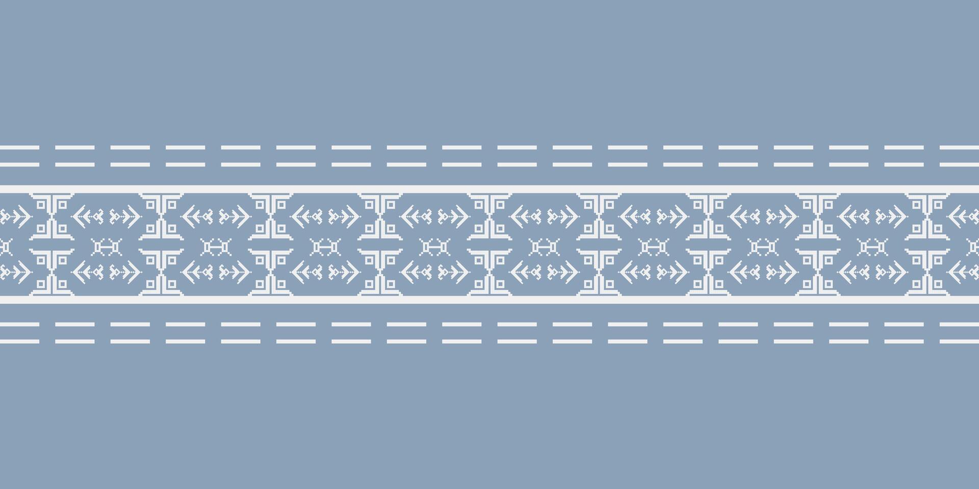 Elegant Textile Border with Floral Motif. Vintage Textile Border for Classic Designs. Seamless motif songket batik from Indonesia. Ethnic pattern traditional cloth. vector