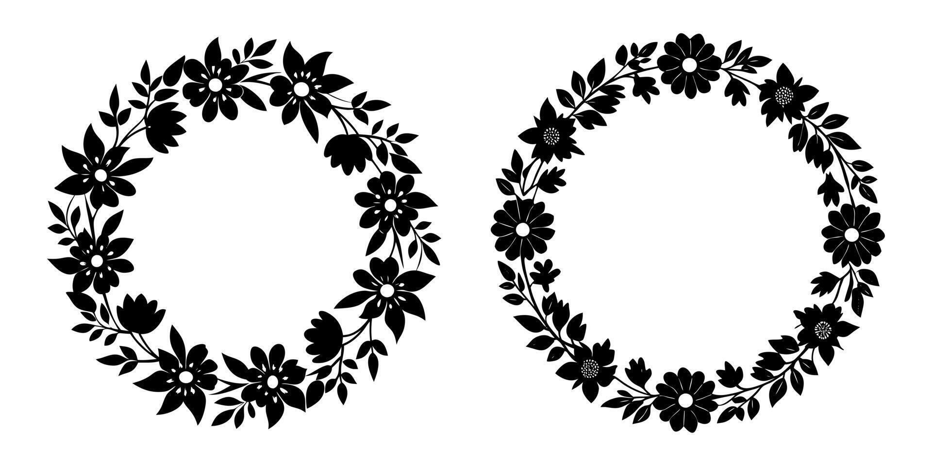 A Pair of Round Floral Wreaths vector