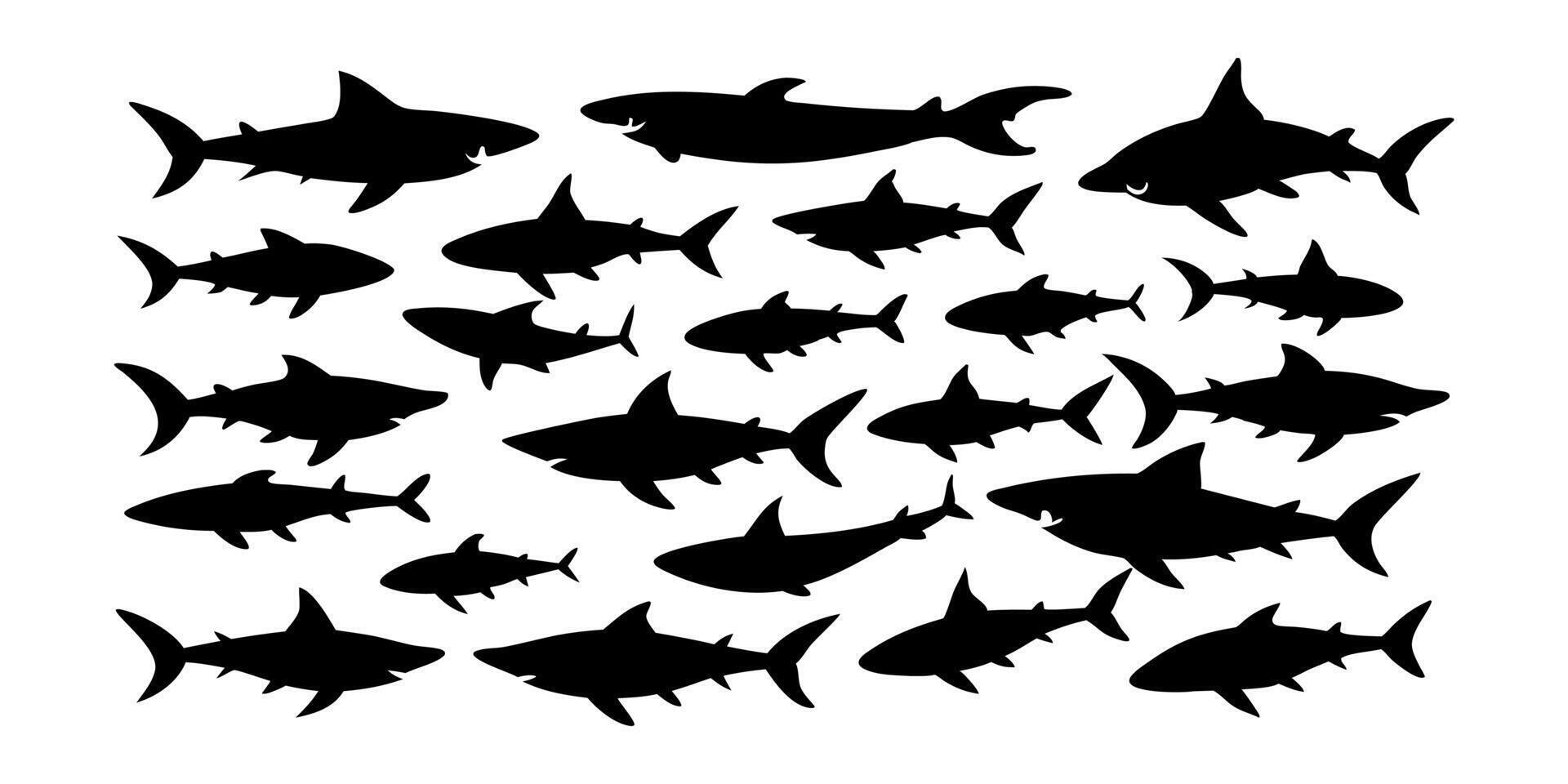 A Set of Shark Silhouette vector