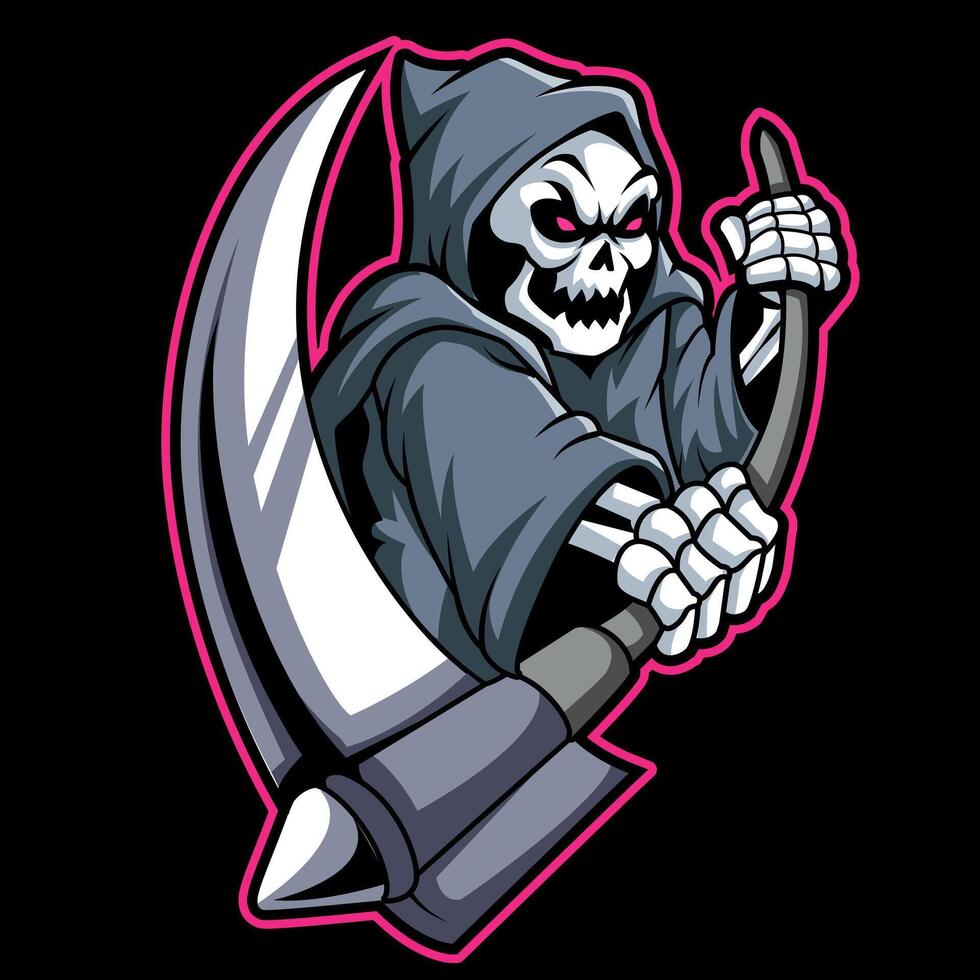 Grim reaper mascot esport logo design. vector