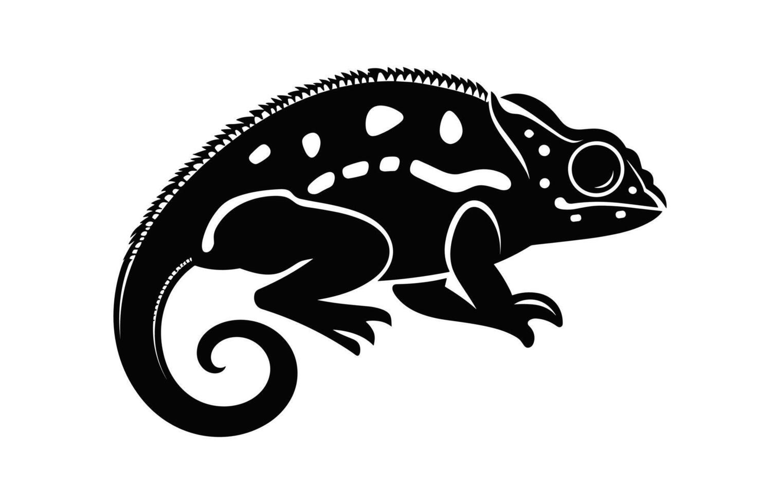 Chameleon Silhouette black Clipart isolated on a white background vector