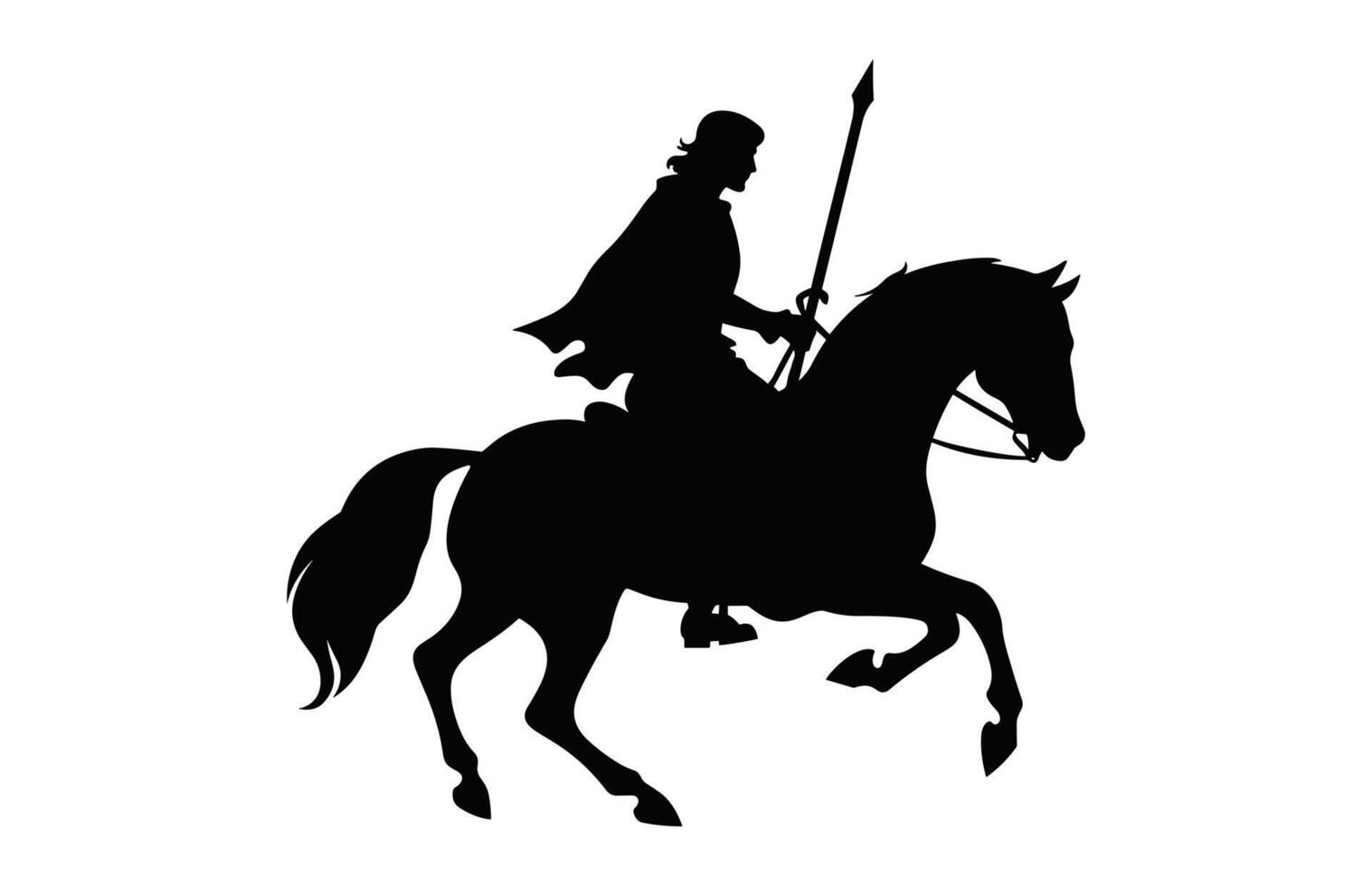 Knight on Horse Silhouette Clipart isolated on a white background vector