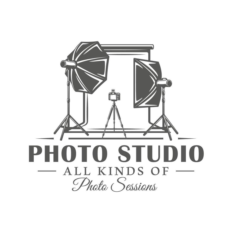 Photo studio label isolated on white background vector