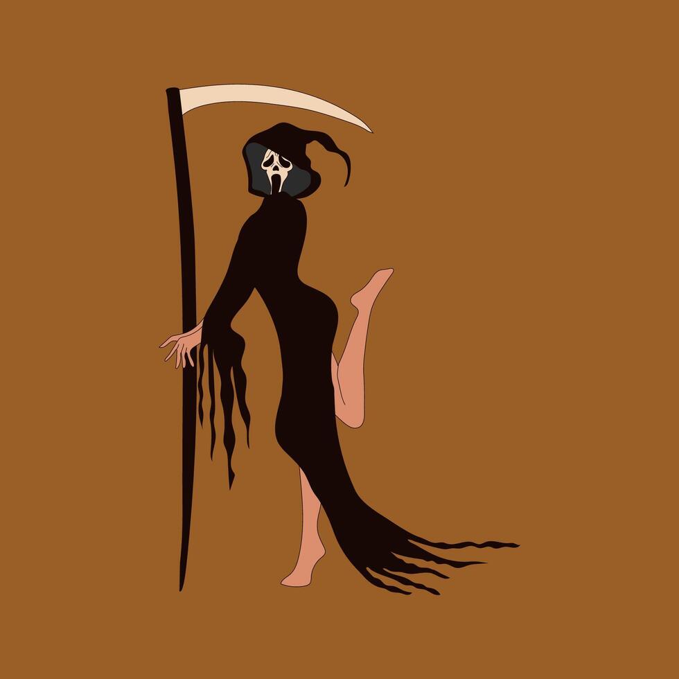 Halloween costume concept. Witch. Cute ladies. Retro style. vector