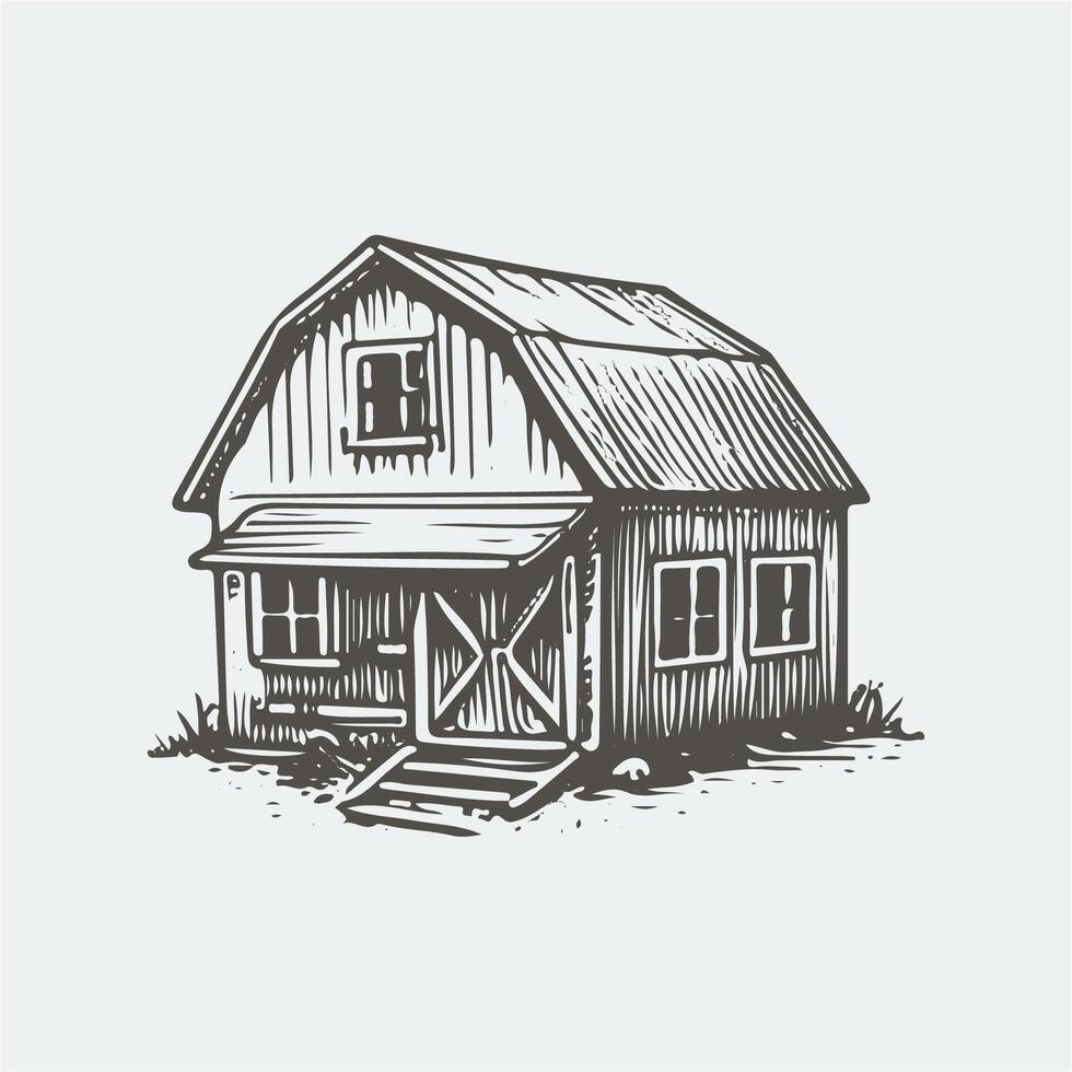Hand Drawn Barn Sketch vector