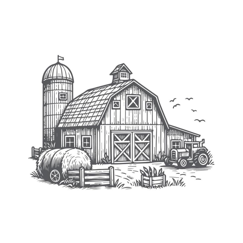 Hand Drawn Farm Sketch Illustrations vector