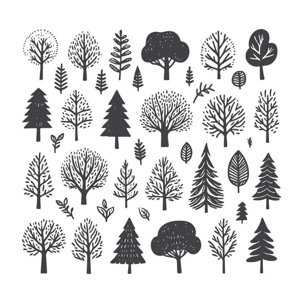 Hand Drawn Tree Illustrations vector