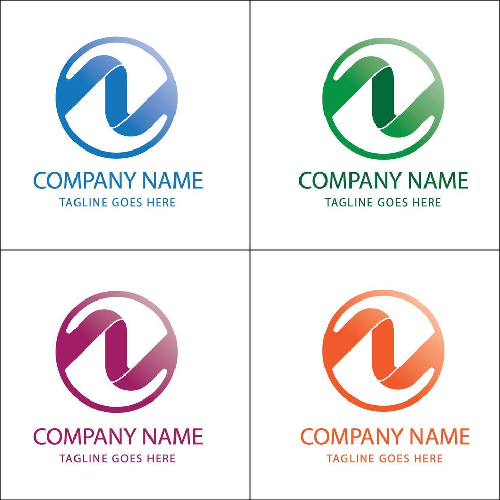 four different colored letter n logo templates vector