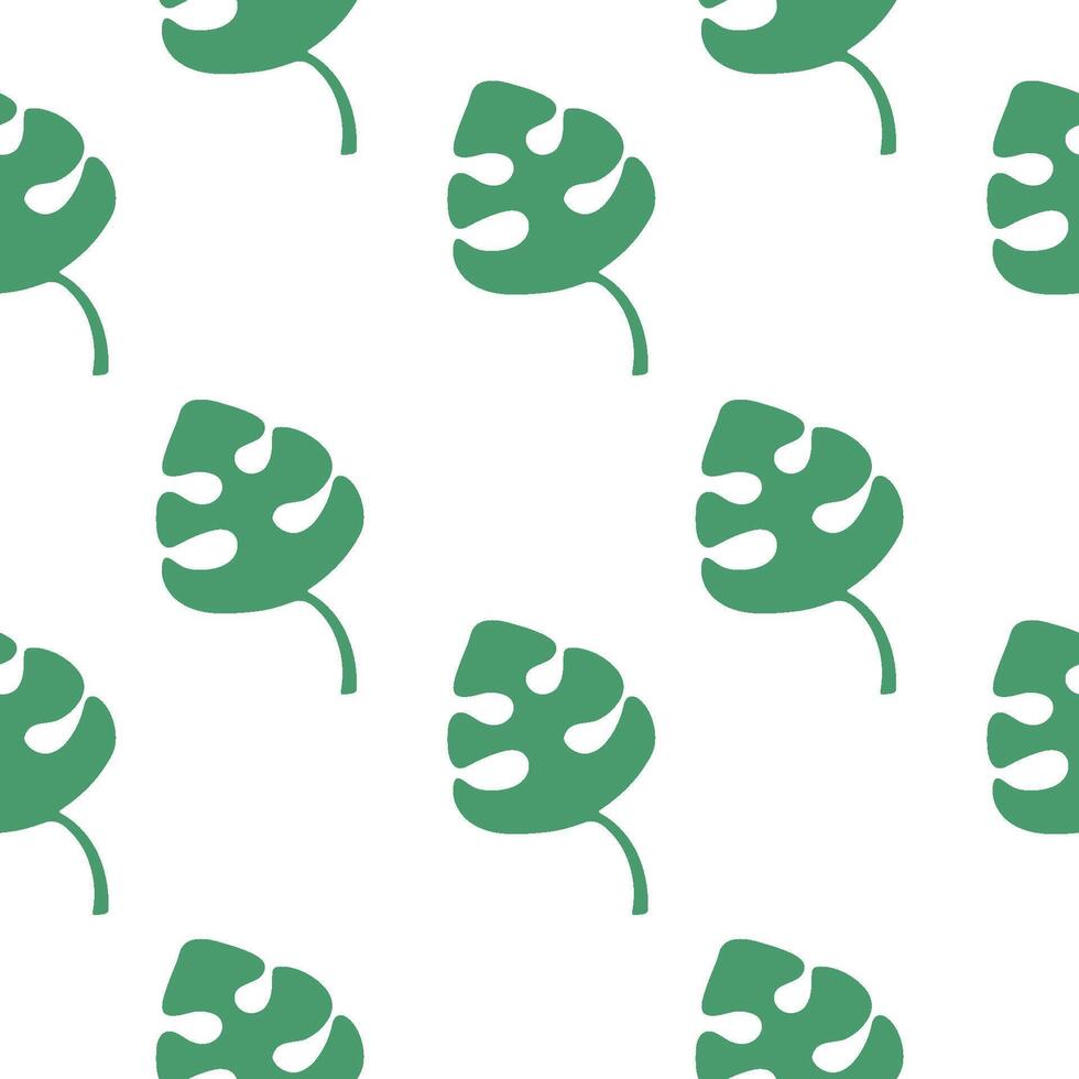 Seamless pattern with monstera leaves on white background vector