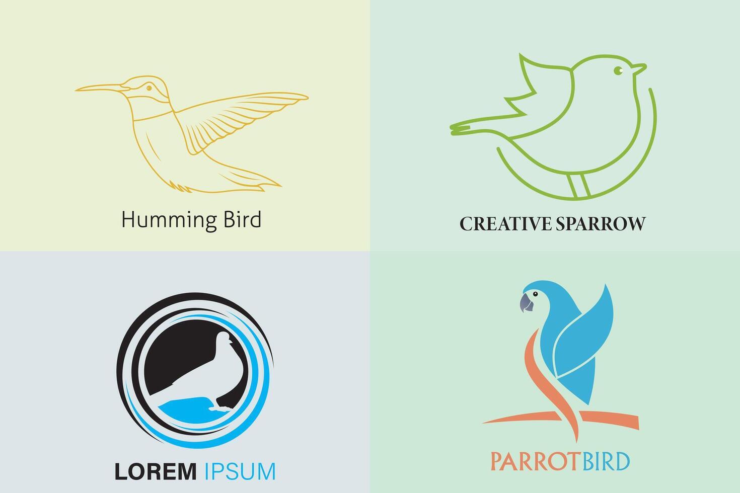 Collection of birds, Goose bird with parrot and sparrow design. vector