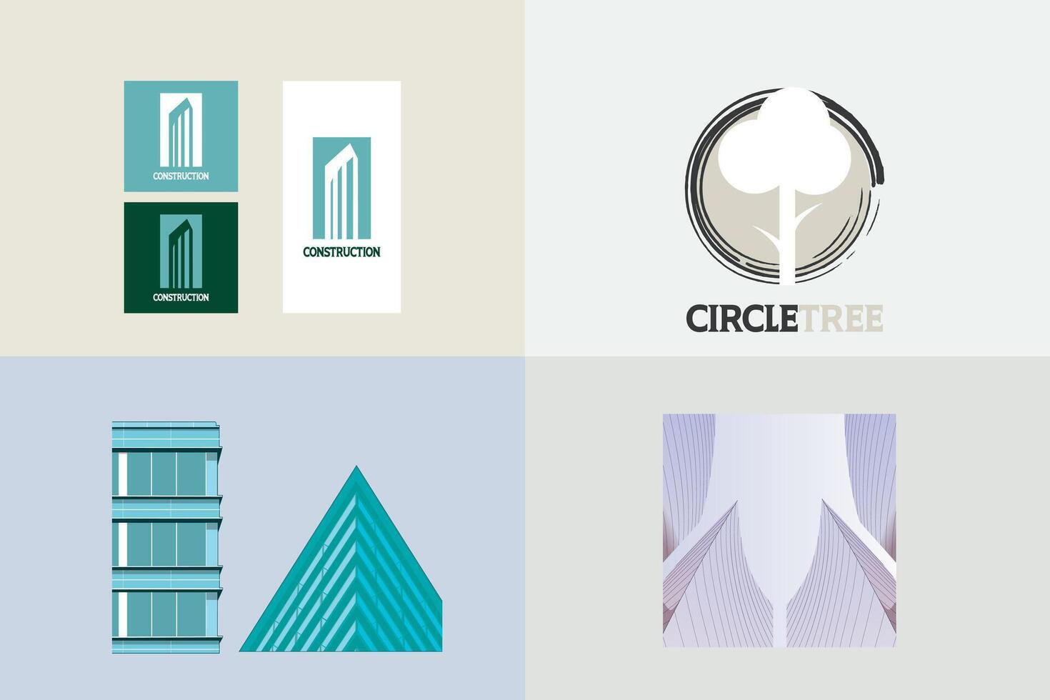 Collection of Flat designs of retro and modern city house illustrations. Abstract architecture illustration. vector