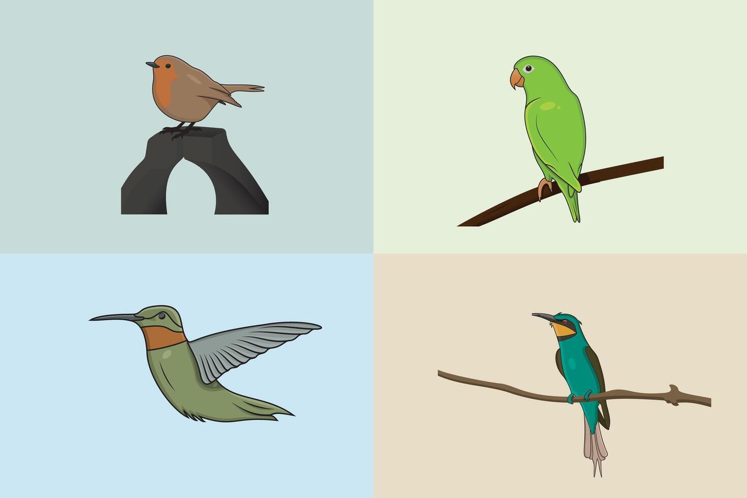 Collection of birds, Goose bird with parrot and sparrow design. vector
