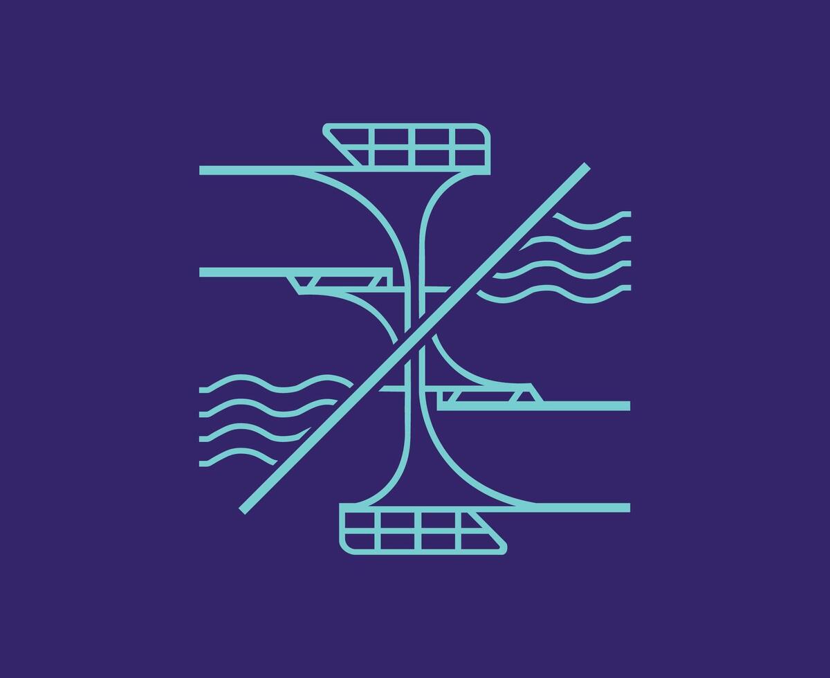 Pictogram Olympics Games Paris 2024 Logo Cyan Symbol Abstract Design Illustration With Purple Background vector