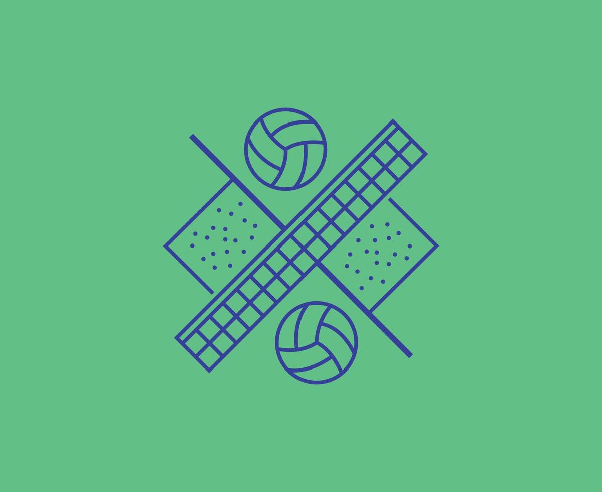 Volleyball De Plage Pictogram Olympics Games Paris 2024 Logo Blue Symbol Abstract Design Illustration With Green Background vector