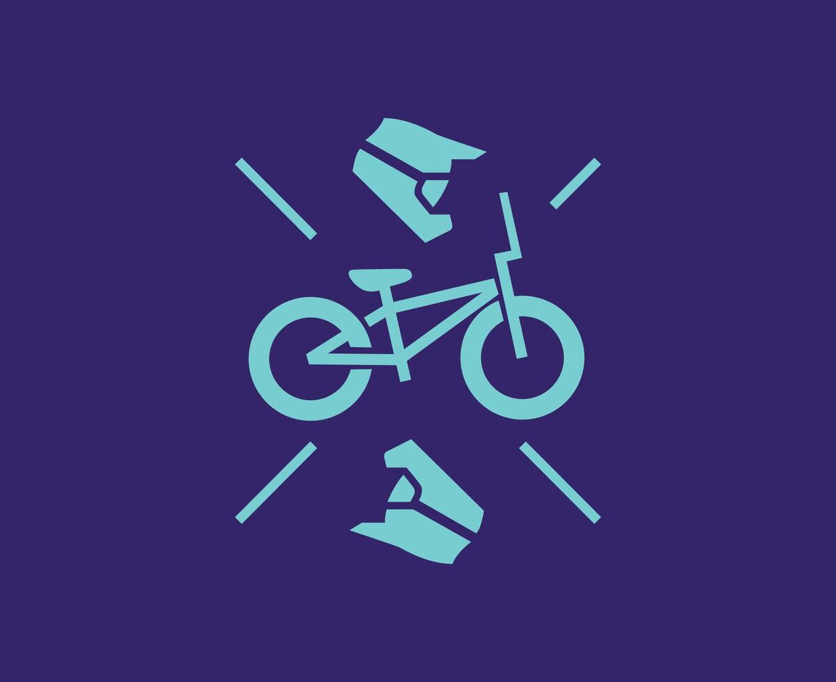 BMX Racing Pictogram Olympics Games Paris 2024 Logo Cyan Symbol Abstract Design Illustration With Purple Background vector