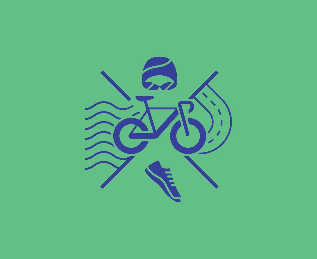 Triathlon Pictogram Olympics Games Paris 2024 Logo Blue Symbol Abstract Design Illustration With Green Background vector